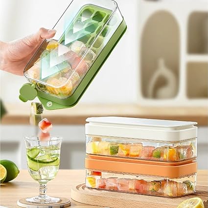 Bandeja para Cubitos de Hielo con Tapa y Contenedor