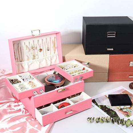 Caja Organizadora de Joyas de 2 Niveles con Cajones TK