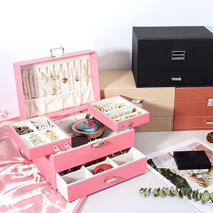 Caja Organizadora de Joyas de 2 Niveles con Cajones TK